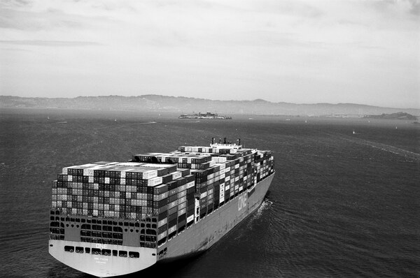 Container ship and Alcatraz