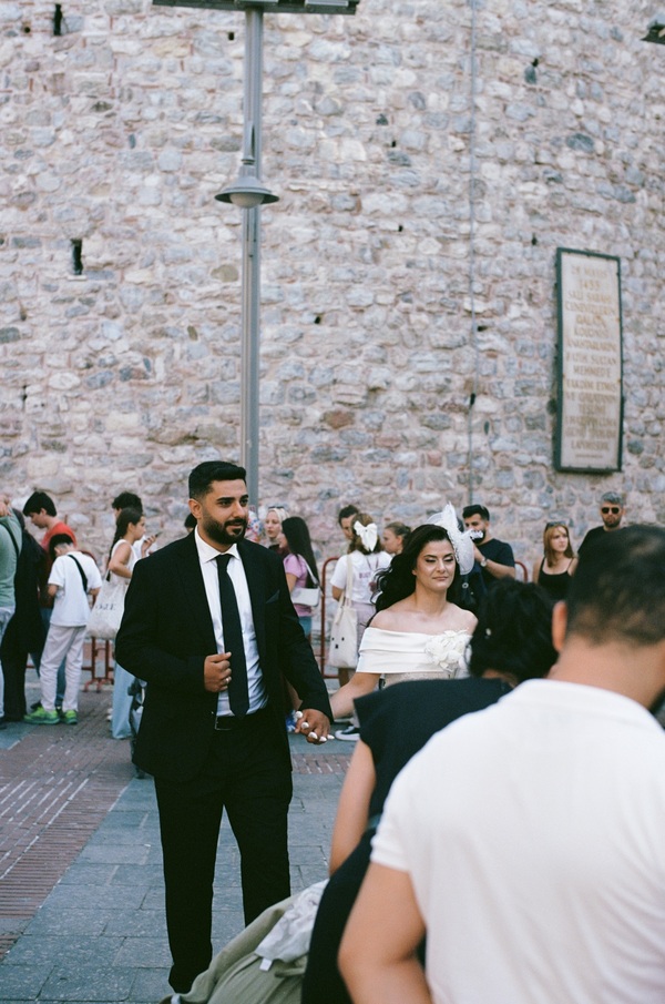 Wedding couple at Galata tower